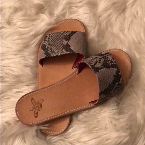Freebird by Steven Leather Snake Slip On Sandals - Picture 1 of 6